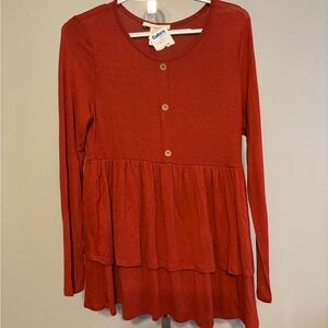 'Sweet Adelyn' Womens Long Sleeve Blouse Rust Color Size‎ Small NWT